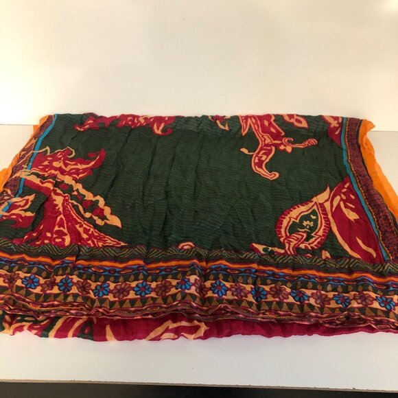 Tiara Accessory Scarf Green Multicolor Print Silk Modal Blend Soft 28x78in - Picture 5 of 8